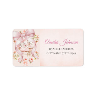 Watercolor Roze Strik Retouradreslabels Etiket
