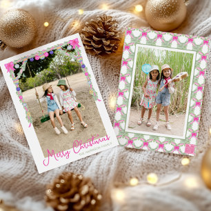 Watercolor Roze Strikkende Strikken Slinger Kerst  Feestdagenkaart