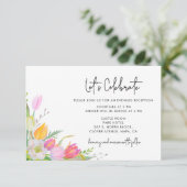 Watercolor Roze Tulp Bruilofts Ontvangst Kaart (Staand voorkant)