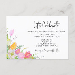 Watercolor Roze Tulp Bruilofts Ontvangstkaart Kaart