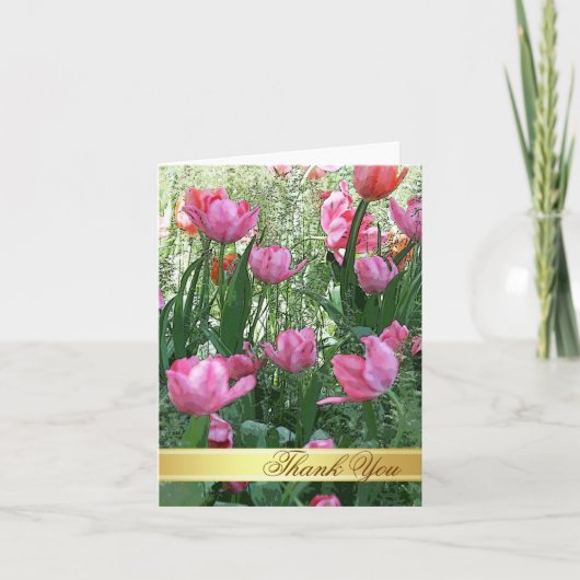 Watercolor Roze Tulpen Dankkaart Bedankkaart (Voorkant)