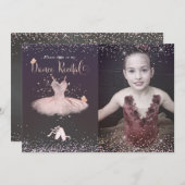 Watercolor Roze Tutu en Vlinders Dansrecital Kaart (Voorkant / Achterkant)