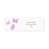Watercolor Roze Vlinder Etiket (Voorkant)