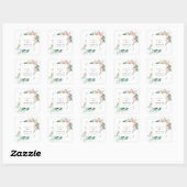 Watercolor Roze Witte Bloemen Groene Frame Trouw Vierkante Sticker (Vel)
