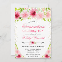 Watercolor Roze Zomerbloemen Foto Quinceanera