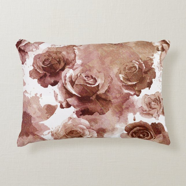 Watercolor Rozen 3 Accent Kussen (Voorkant)