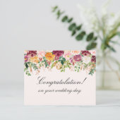 Watercolor Rozen Bloemen Huwelijksfelicitaties Briefkaart (Staand voorkant)