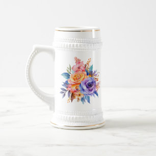 Watercolor Rozen Bloemen Ontwerp-58392 Bierpul