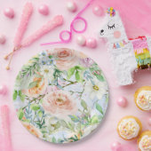 Watercolor Rozen Bloementuin Bruiloft Papieren Bordje (Feest)