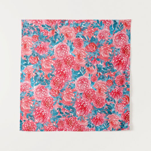 Watercolor Rozen Bloemstuk Tapijt Wandkleed (Voorkant)