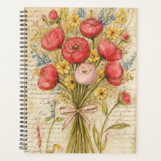 Watercolor Rozen Boeket Planner (Voorkant)