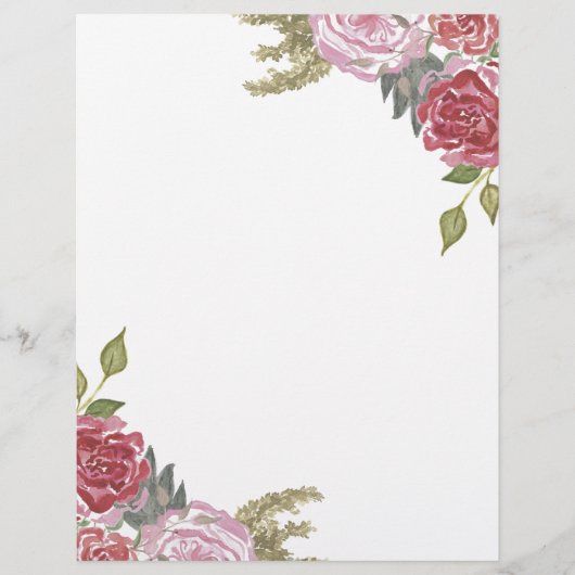 Watercolor Rozen Briefpapier (Voorkant)