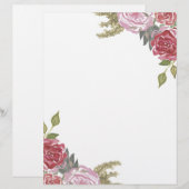Watercolor Rozen Briefpapier (Voorkant / Achterkant)
