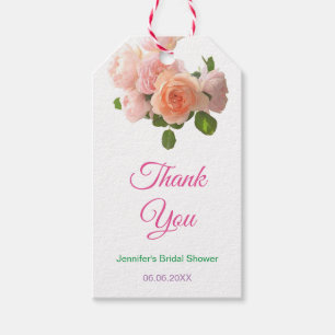 Watercolor Rozen Bruidsfeest Dank Je Modern Cadeaulabel