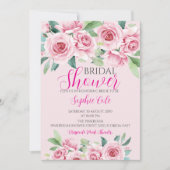 Watercolor Rozen Bruidsfeest Uitnodiging (Voorkant)