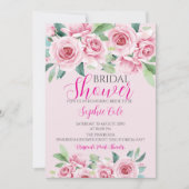 Watercolor Rozen Bruidsfeest Uitnodiging (Voorkant)