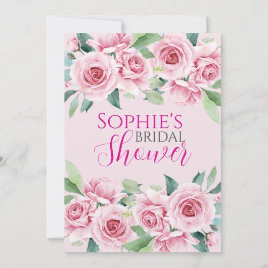 Watercolor Rozen Bruidsfeest Uitnodiging (Achterkant)