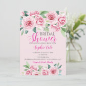 Watercolor Rozen Bruidsfeest Uitnodiging (Staand voorkant)