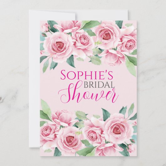 Watercolor Rozen Bruidsfeest Uitnodiging (Achterkant)