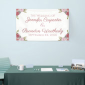 Watercolor Rozen Bruiloft Spandoek (Beurs)