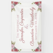 Watercolor Rozen Bruiloft Spandoek (Verticaal)