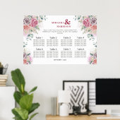 Watercolor Rozen Bruiloft Zitplaatskaart Poster (Thuiskantoor)