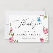 Watercolor Rozen Bruiloftsfeest | Elegante Bloemen Bedankkaart (Voorkant)