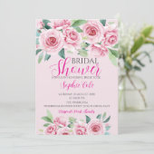 Watercolor Rozen Bruiloftsfeest Uitnodiging (Staand voorkant)