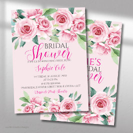 Watercolor Rozen Bruiloftsfeest Uitnodiging
