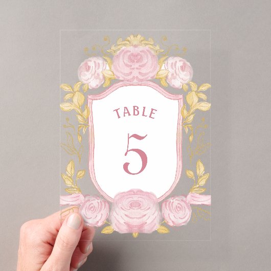 Watercolor Rozen Crest Acryl Tafelnummer (Insitu (Draagbaar))