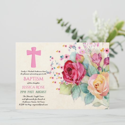 Watercolor Rozen DOOP Meisjes, Vrouw Kaarten