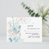 Watercolor Rozen en Blauwe Trouw RSVP Kaart (Staand voorkant)