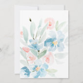 Watercolor Rozen en Blauwe Trouw Uitnodiging (Achterkant)