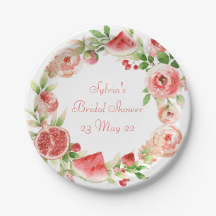 Watercolor Rozen en Fruit Krans Papieren Bord