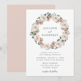 Watercolor Rozen en Orchideeën Bloemenkrans Bruilo Kaart