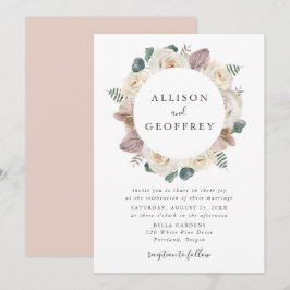Watercolor Rozen en Orchideeën Bloemstuk Trouwfees Kaart