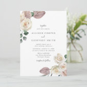 Watercolor Rozen en Orchideeën Bruiloft Kaart (Staand voorkant)