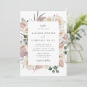 Watercolor Rozen en Orchideeën Bruiloft Kaart (Staand voorkant)