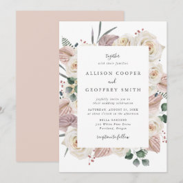 Watercolor Rozen en Orchideeën Bruiloft Kaart