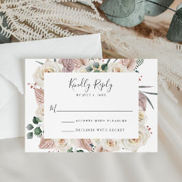 Watercolor Rozen en Orchideeën Bruiloft RSVP Kaartje