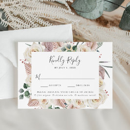Watercolor Rozen en Orchideeën Maaltijdkeuze Huwel RSVP Kaartje