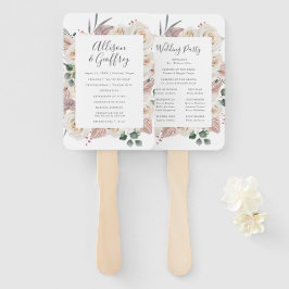 Watercolor Rozen en Orchideeën Trouwprogramma Handwaaier