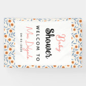 Watercolor Rozen & Eucalyptus Baby Shower Spandoek (Horizontaal)