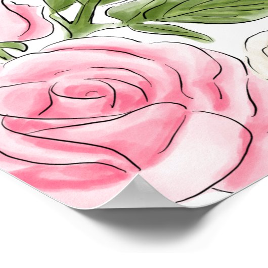 Watercolor Rozen Feest Speciale Gebeurtenis Poster (Hoek)