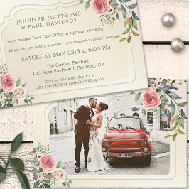 Watercolor Rozen Foto Bruiloft Feest Kaart