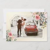 Watercolor Rozen Foto Bruiloft Feest Kaart (Achterkant)