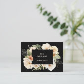 Watercolor Rozen Frame Zwart Visitekaartje (Staand voorkant)