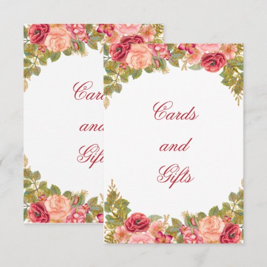 Watercolor Rozen Glitter Kaarten & Cadeaus Tafelka (Voorkant / Achterkant)