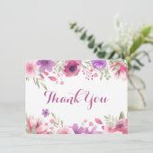 Watercolor Rozen Groen Script Dank u Bedankkaart (Staand voorkant)