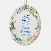 Watercolor Rozen Guirlande 45e 65e Verjaardag Keramisch Ornament (Rechts)